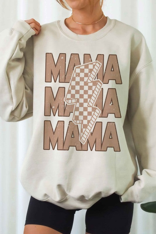 
                      
                        CHECKERED LIGHTNING MAMA Graphic Sweatshirt
                      
                    