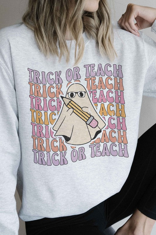 TRICK OR TEACH GHOST Graphic Sweatshirt