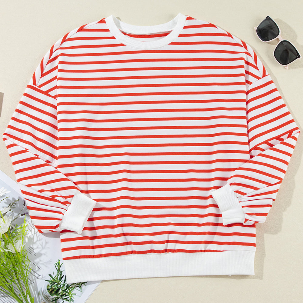 
                      
                        Striped Dropped Shoulder Long Sleeve Sweatshirt
                      
                    