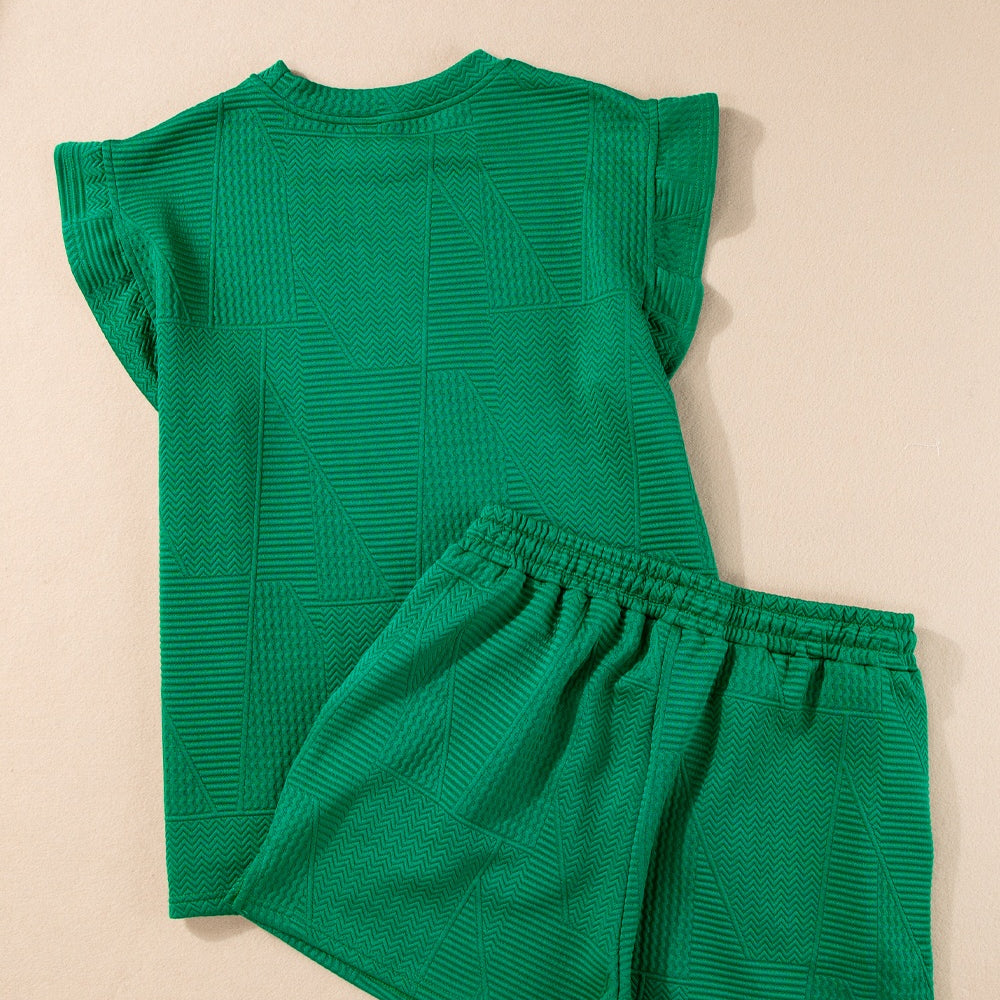 
                      
                        Round Neck Top and Drawstring Shorts Set
                      
                    