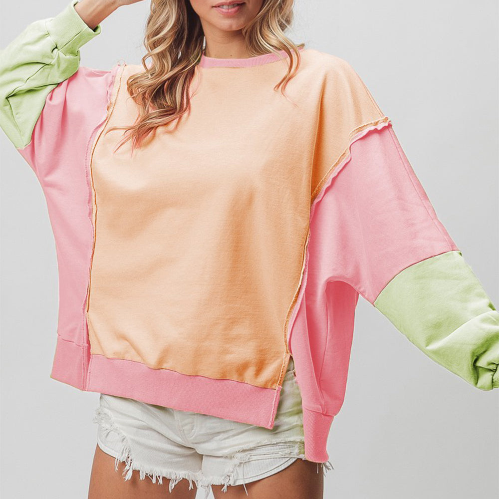 Washed Color Block Sweatshirt