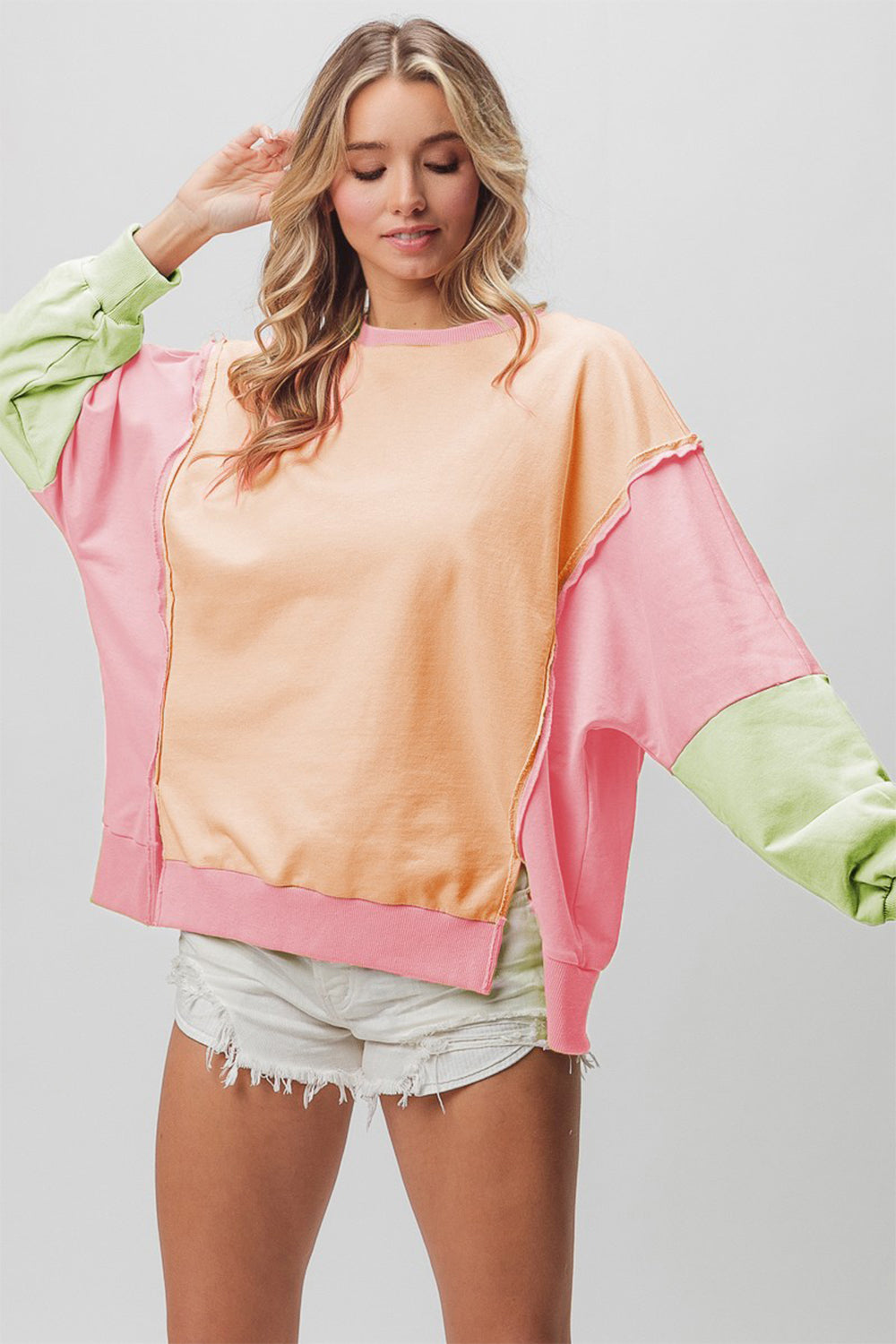 Washed Color Block Sweatshirt