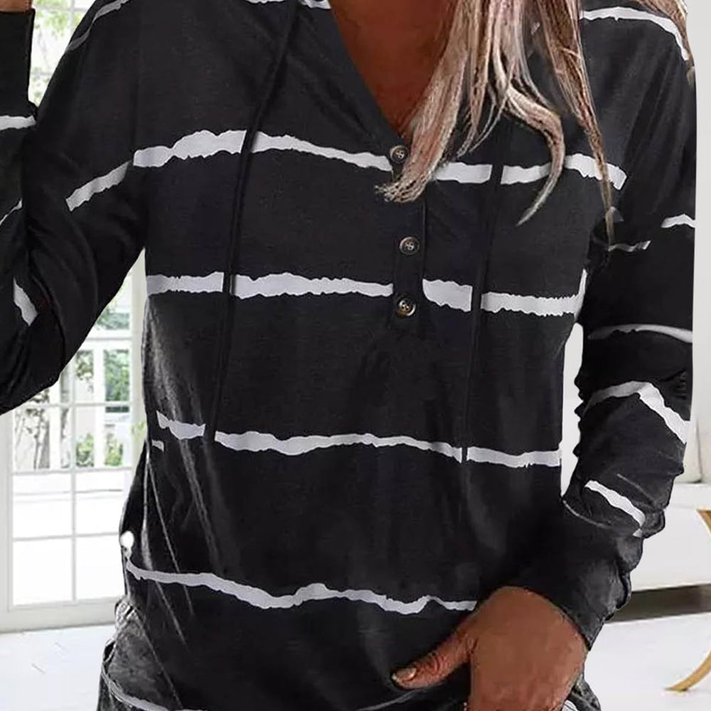 
                      
                        Drawstring Striped Long Sleeve Hoodie
                      
                    