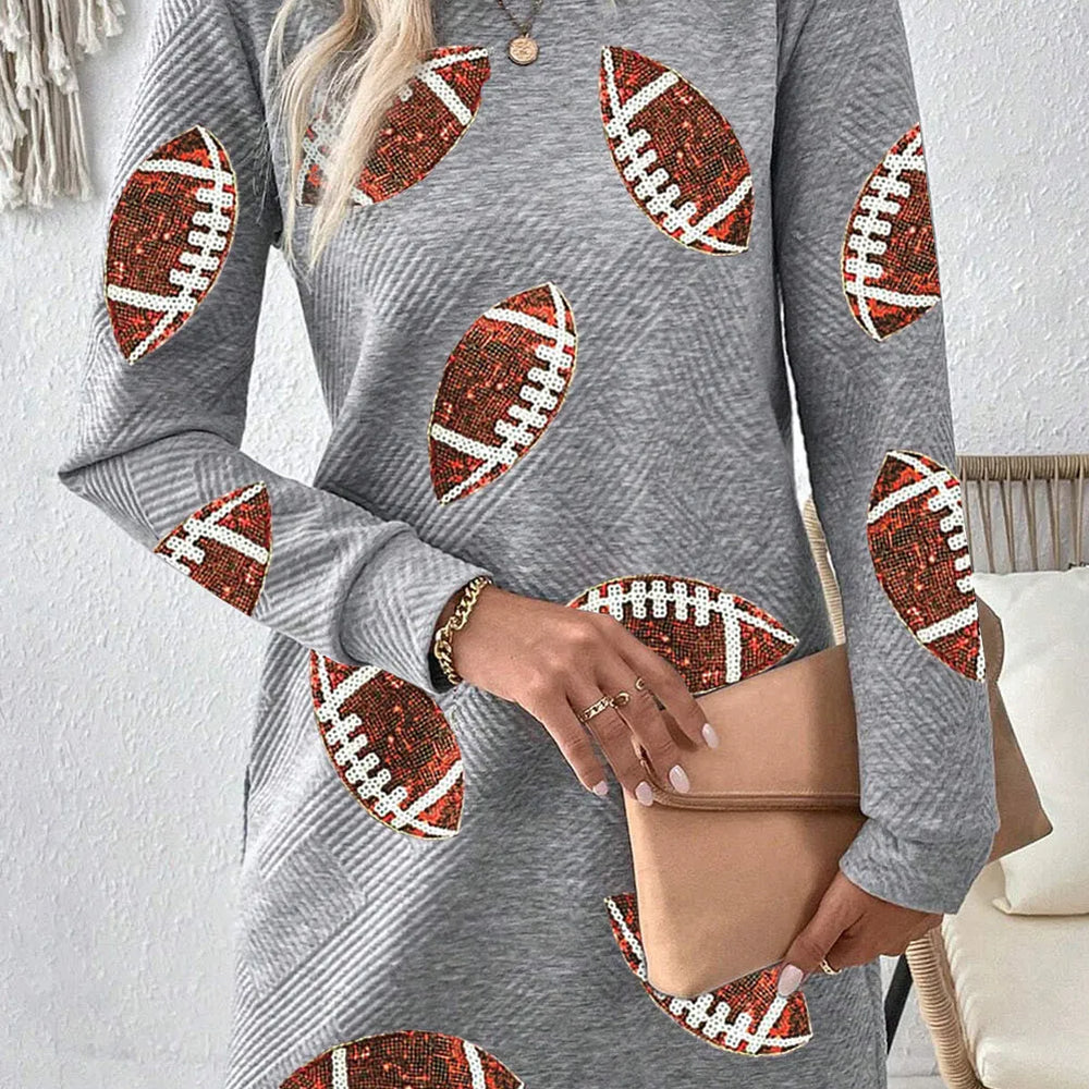 
                      
                        Sequin Football Long Sleeve Mini Dress
                      
                    