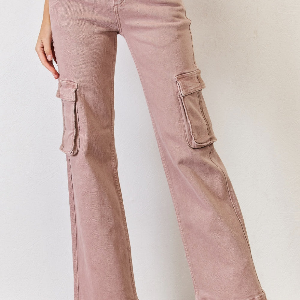 RISEN  High Rise Cargo Wide Leg Jeans