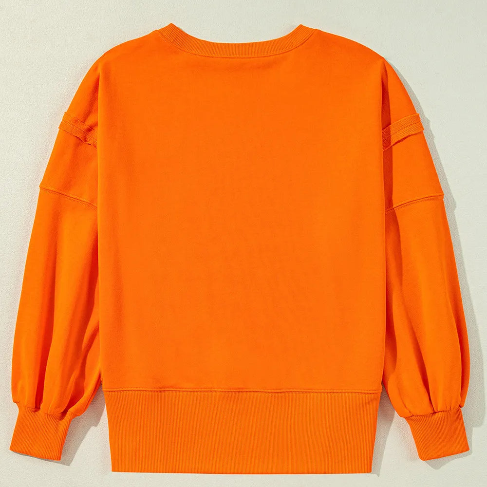 
                      
                        Exposed Seam Round Neck Long Sleeve Sweatshirt
                      
                    