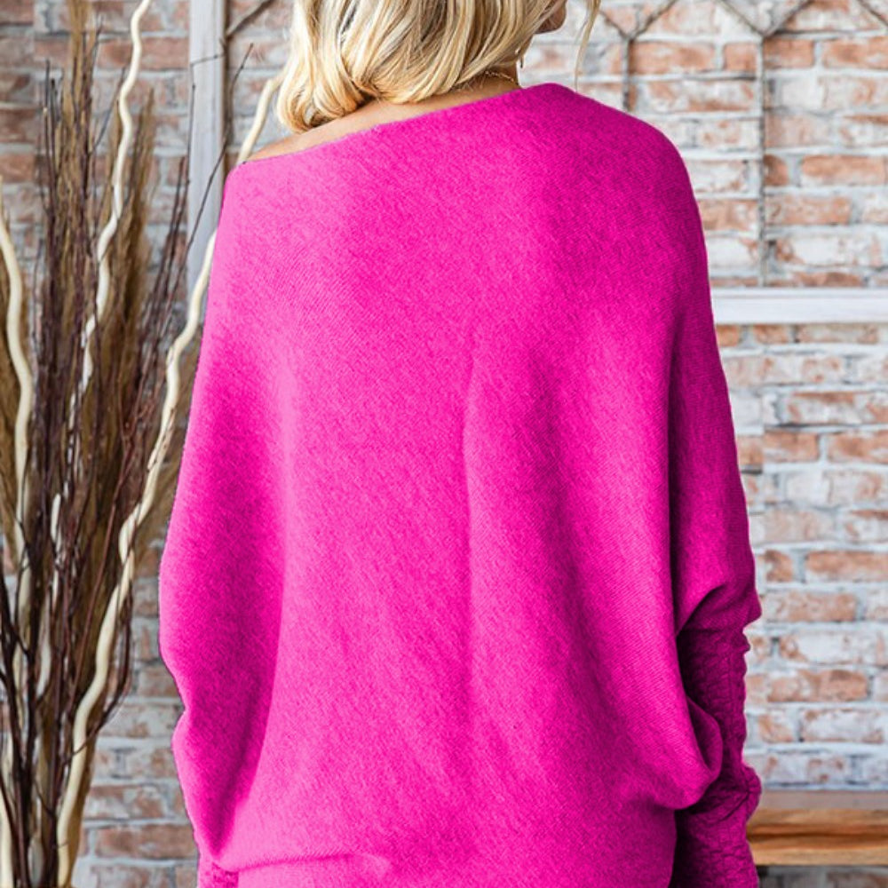 Asymmetrical Hem Dolman Sleeve Sweater