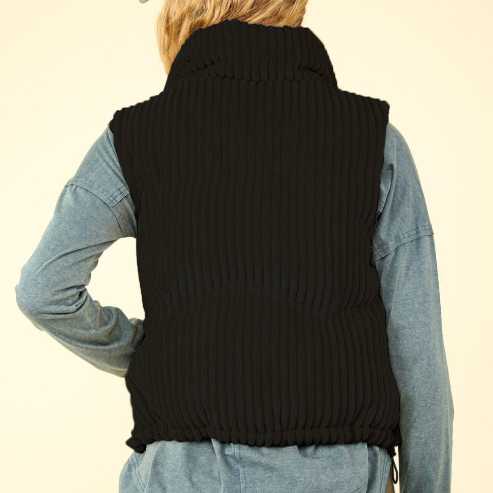 Zip Up Padded Corduroy Puffer Vest