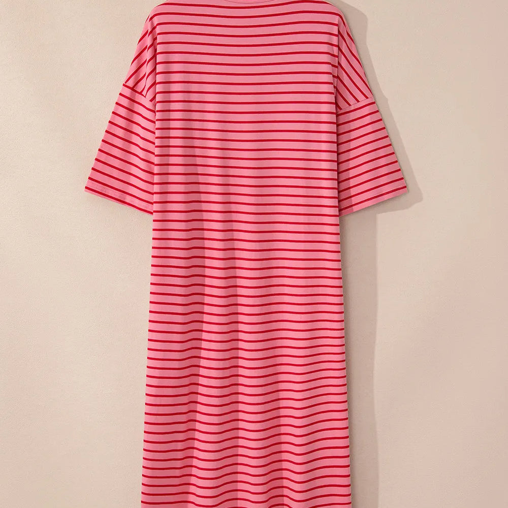 
                      
                        Pocketed Striped Half Sleeve Tee Dress
                      
                    