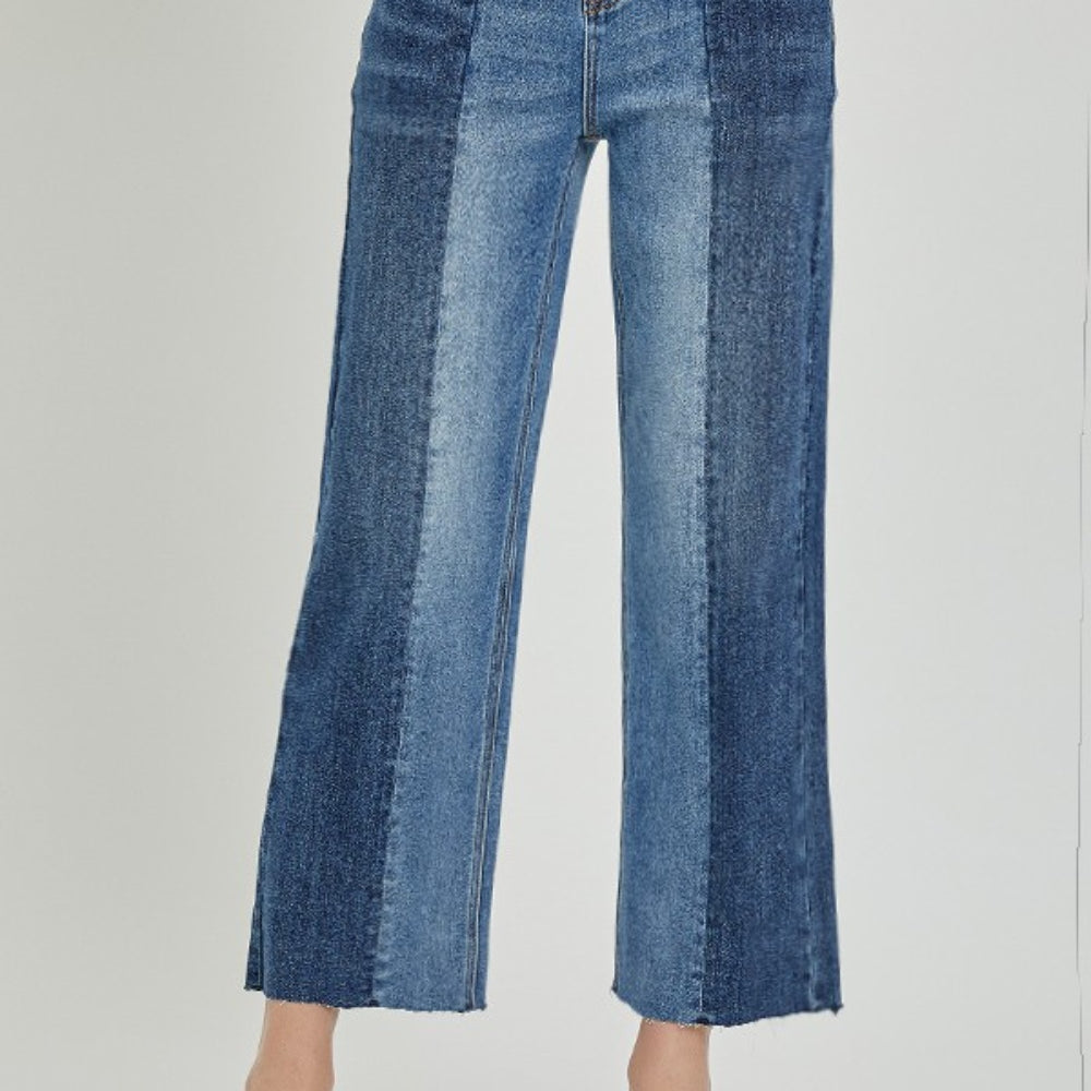 
                      
                        RISEN Mid-Rise Waist Two-Tones Jeans with Pockets
                      
                    