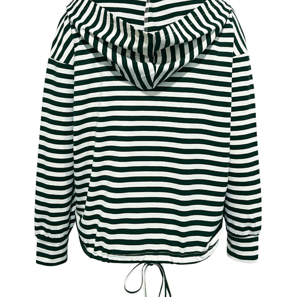 
                      
                        Drawstring Striped Long Sleeve Hoodie
                      
                    