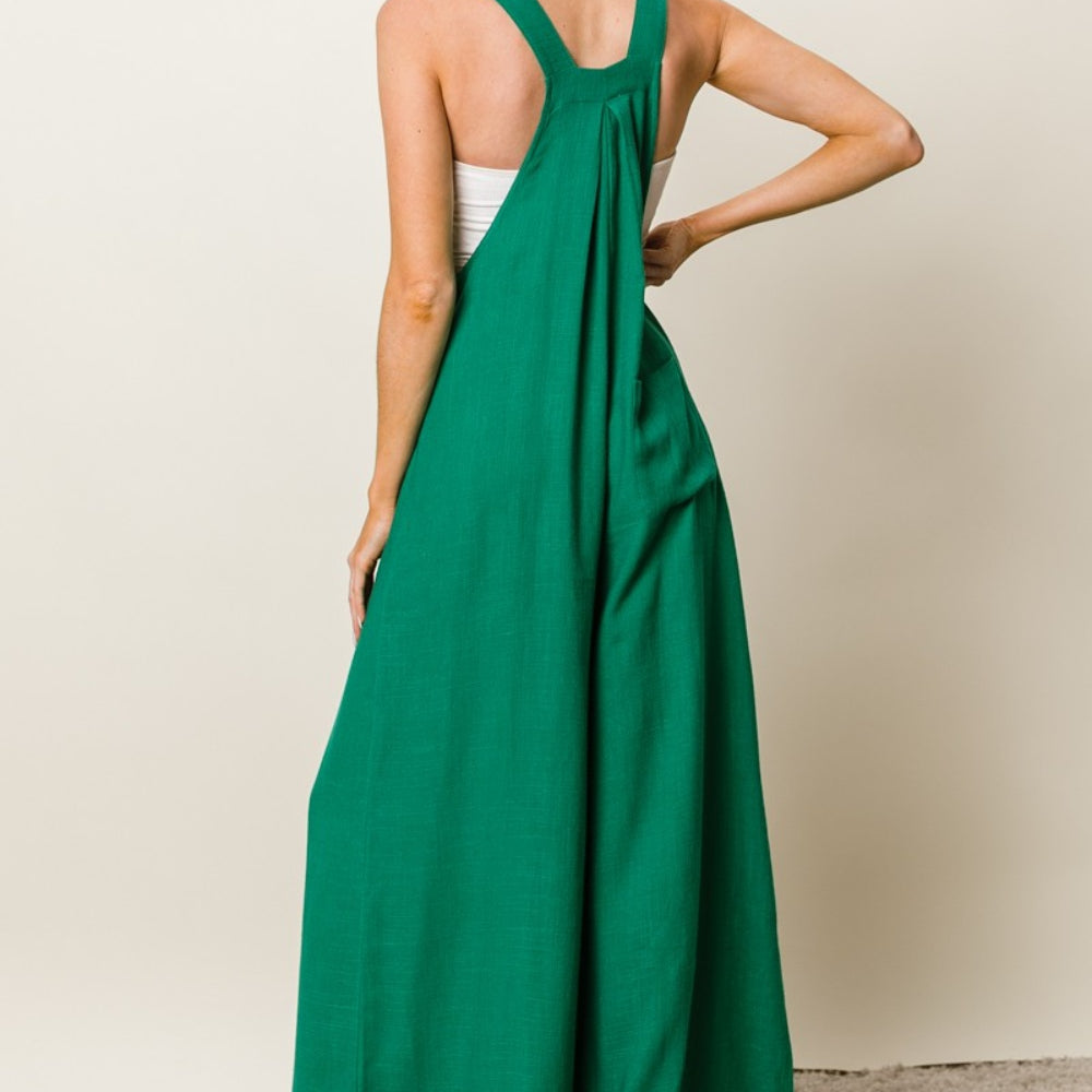 Textured Sleeveless Wide Leg Jumpsuit