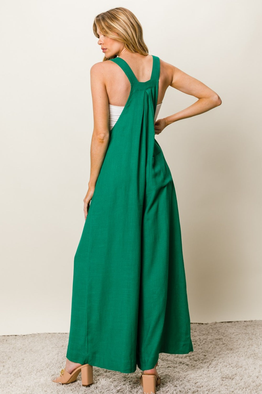 Textured Sleeveless Wide Leg Jumpsuit