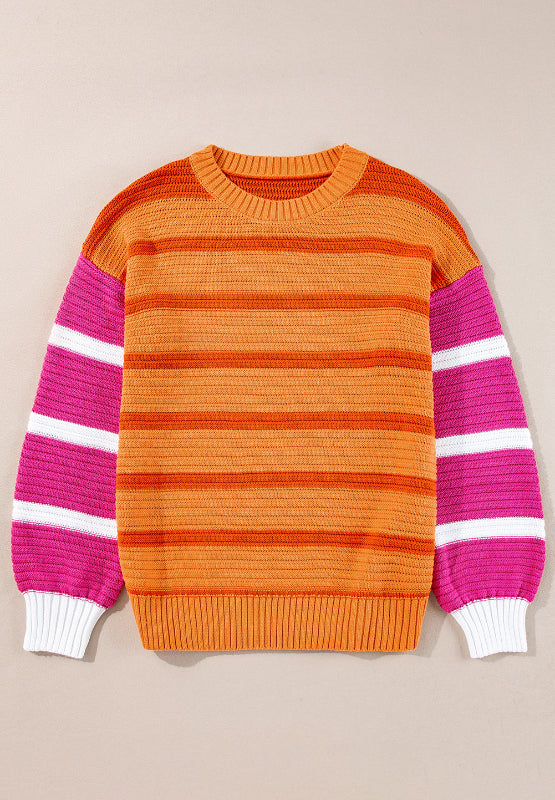 
                      
                        Striped Round Neck Long Sleeve Sweater
                      
                    