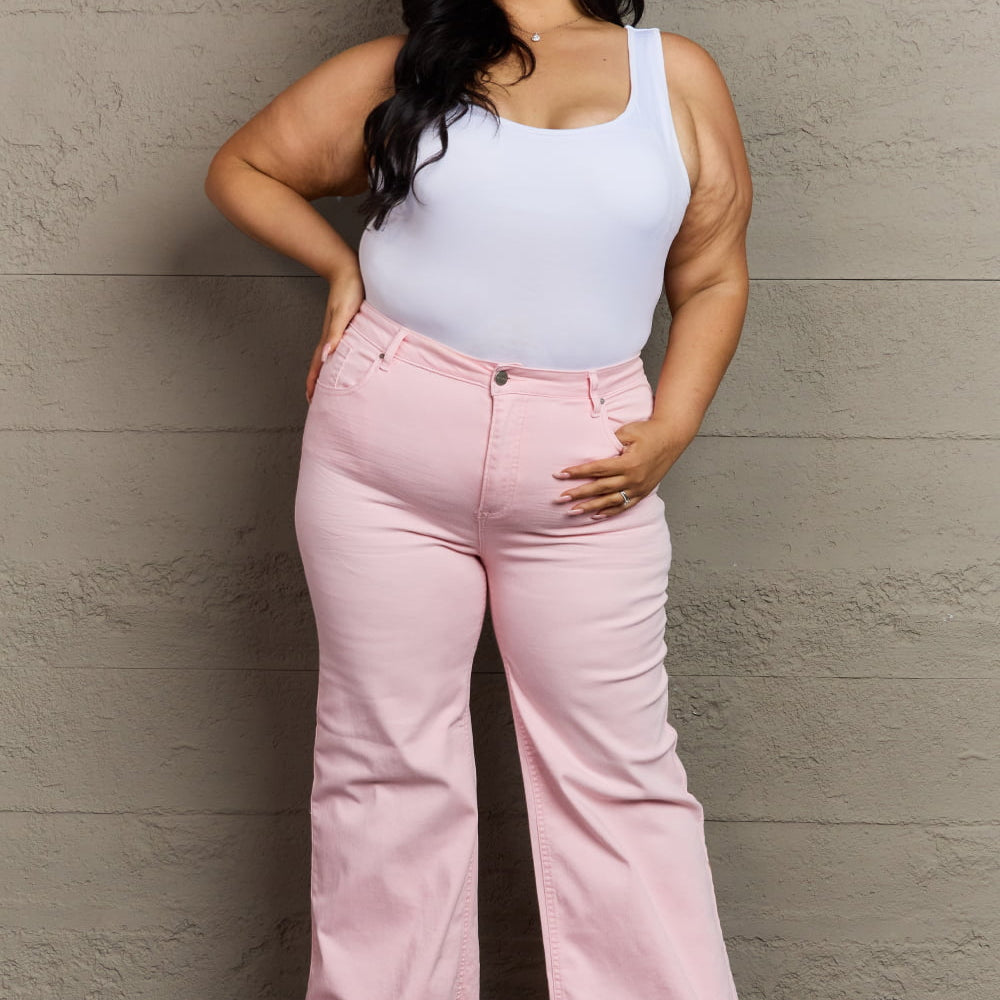 
                      
                        RISEN Raelene High Waist Wide Leg Jeans in Light Pink
                      
                    