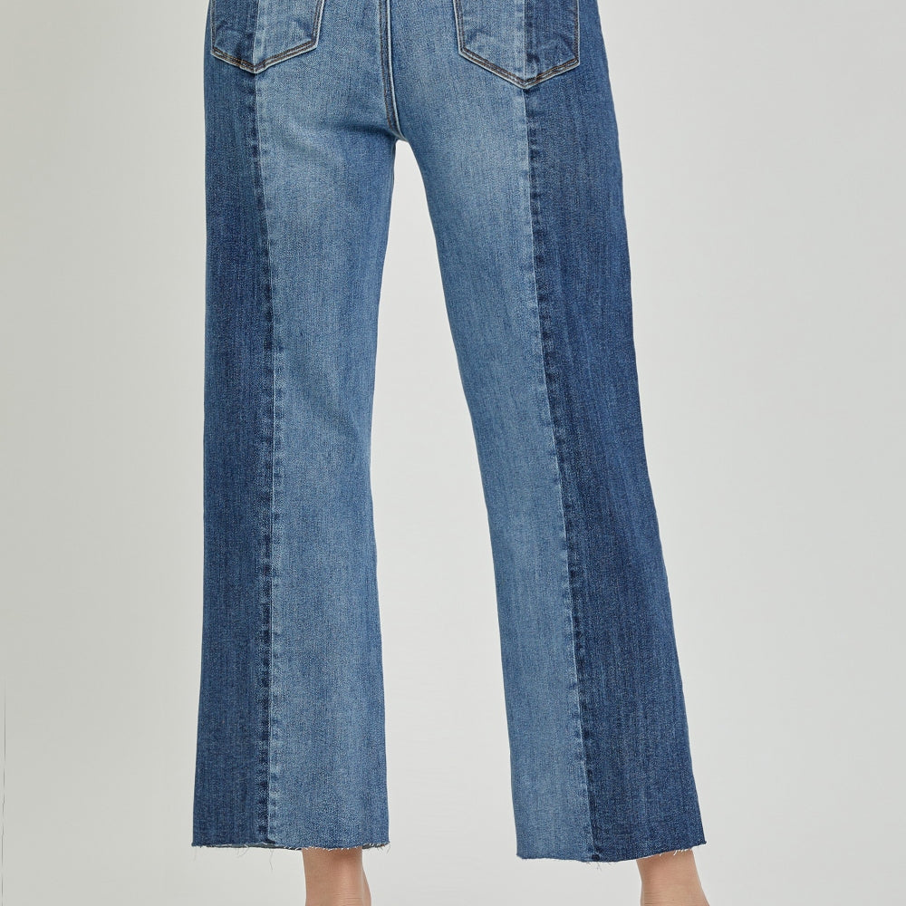 
                      
                        RISEN Mid-Rise Waist Two-Tones Jeans with Pockets
                      
                    