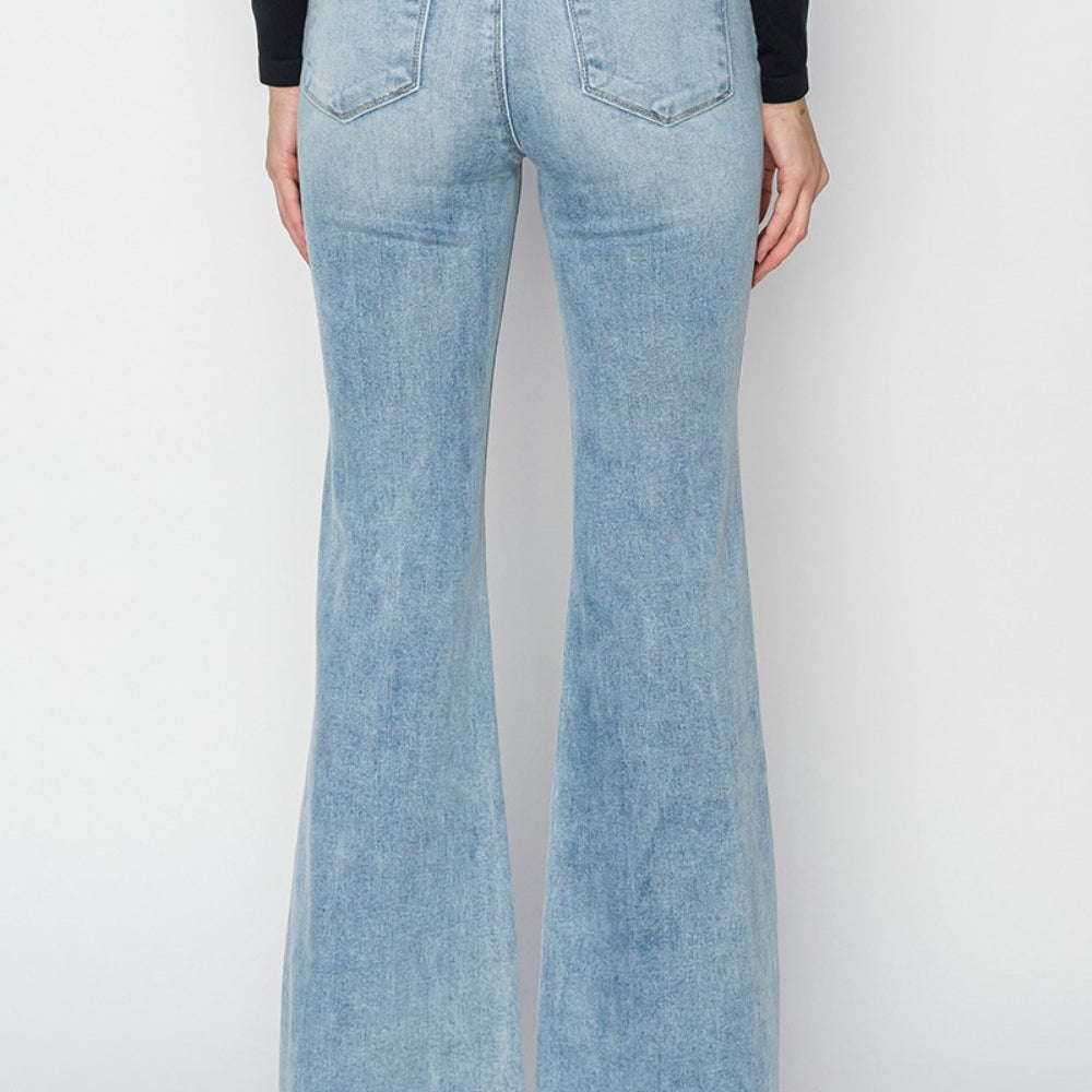 RISEN High Rise Raw Cut Hem Bootcut Jeans