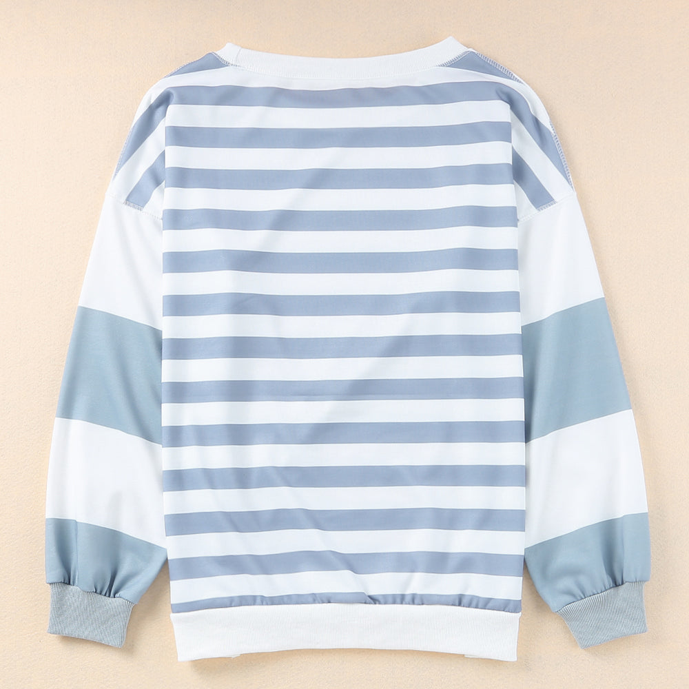 
                      
                        Football Striped Round Neck Long Sleeve Sweatshirt
                      
                    