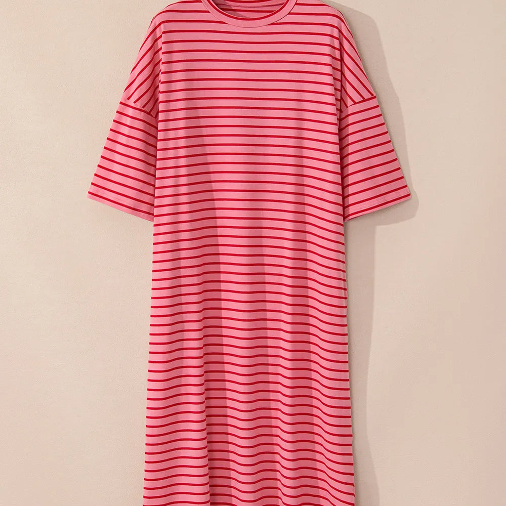 
                      
                        Pocketed Striped Half Sleeve Tee Dress
                      
                    