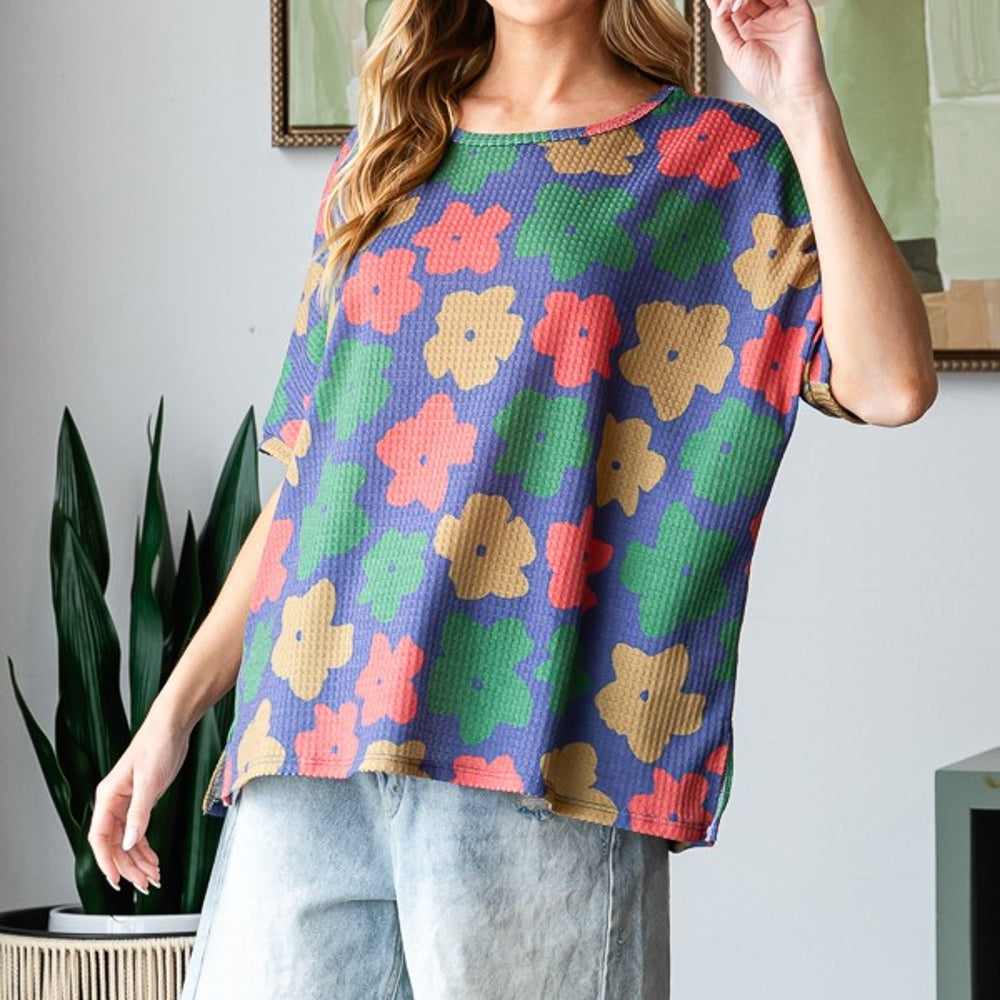 
                      
                        Floral Round Neck Side Slit T-Shirt
                      
                    