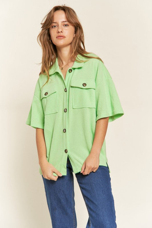 
                      
                        Smiley Back Button Down Top
                      
                    