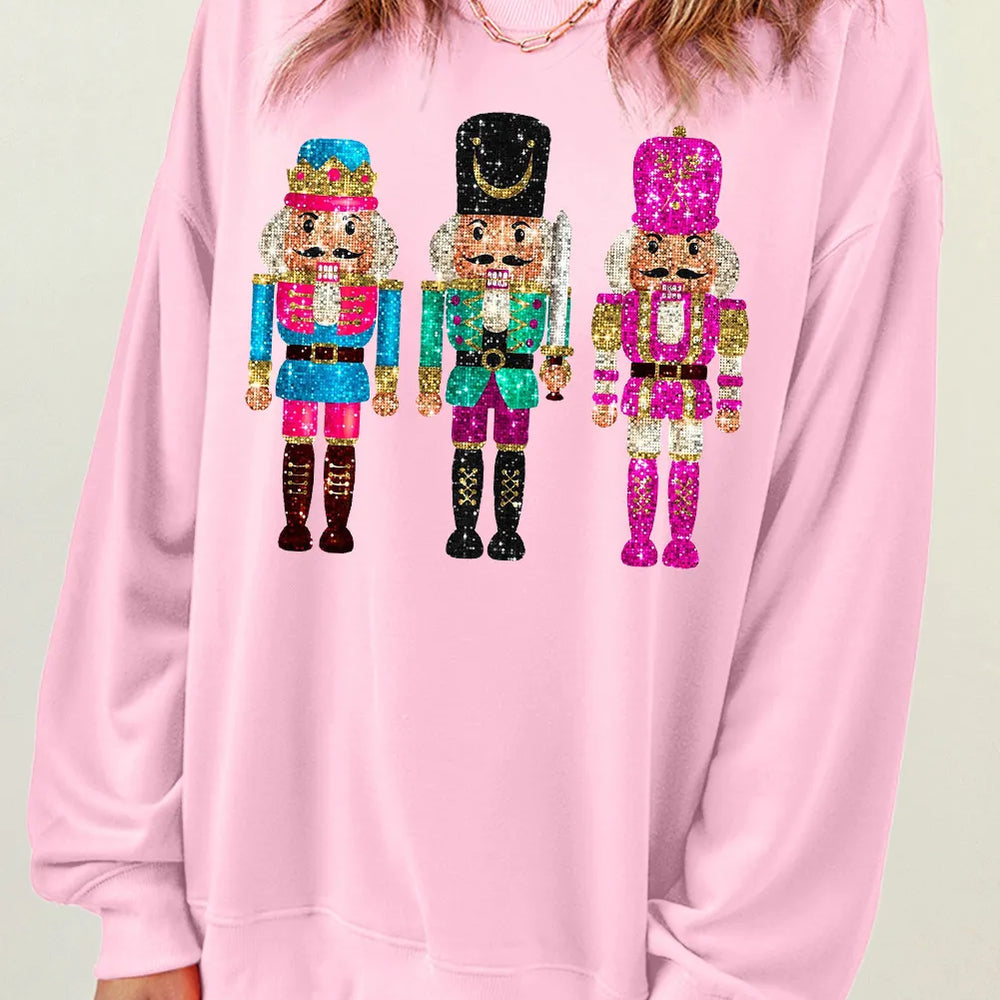 Nutcracker Graphic Round Neck Long Sleeve Sweatshirt