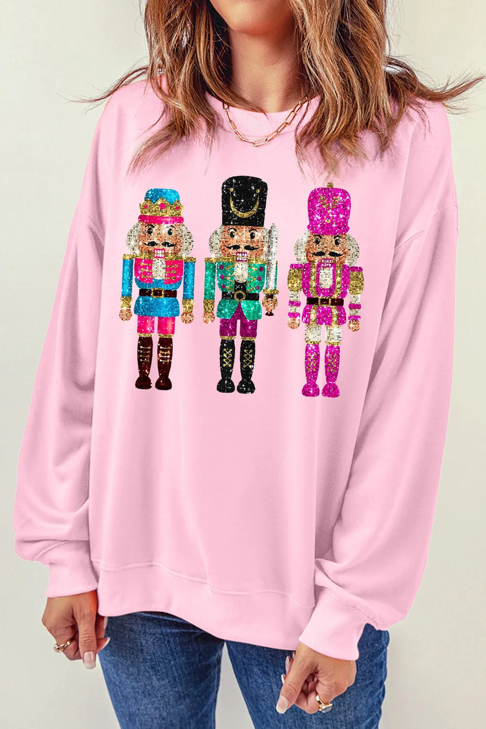 Nutcracker Graphic Round Neck Long Sleeve Sweatshirt