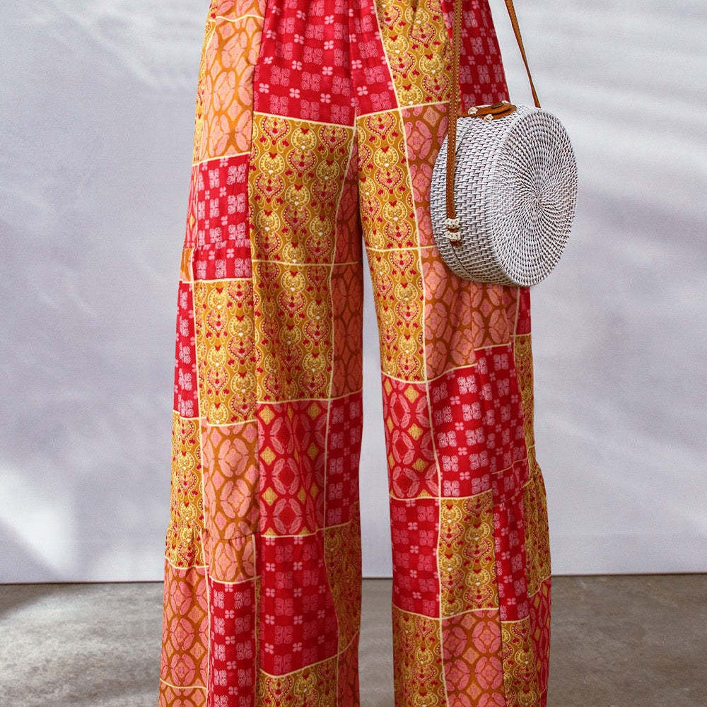 
                      
                        Drawstring Printed Wide Leg Pants
                      
                    