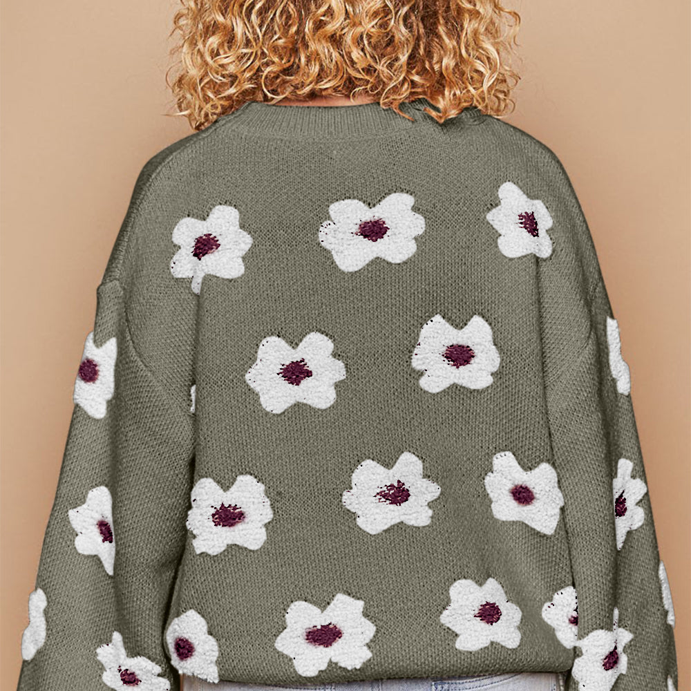 
                      
                        Daisy Pattern Drop Shoulder Sweater
                      
                    