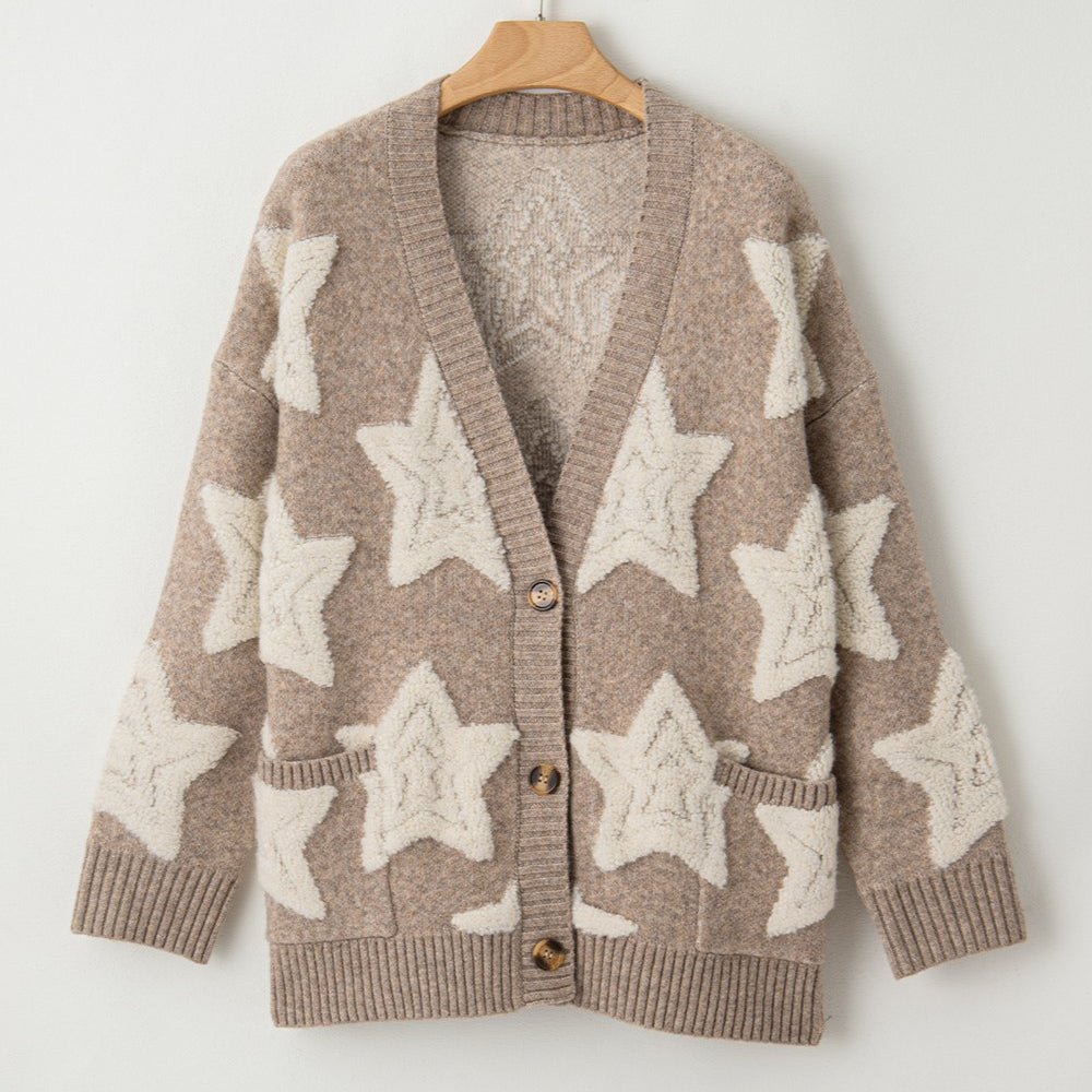 
                      
                        Star Button Up Long Sleeve Cardigan
                      
                    