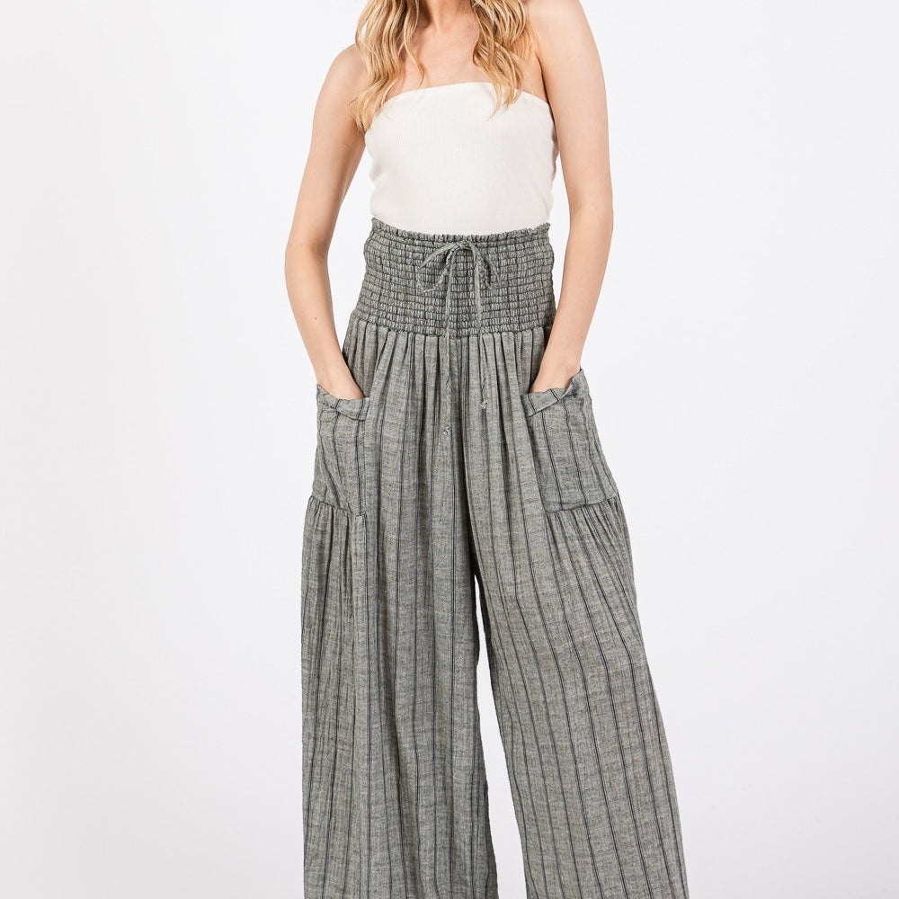 Cotton Gauze Wash Stripe Pants