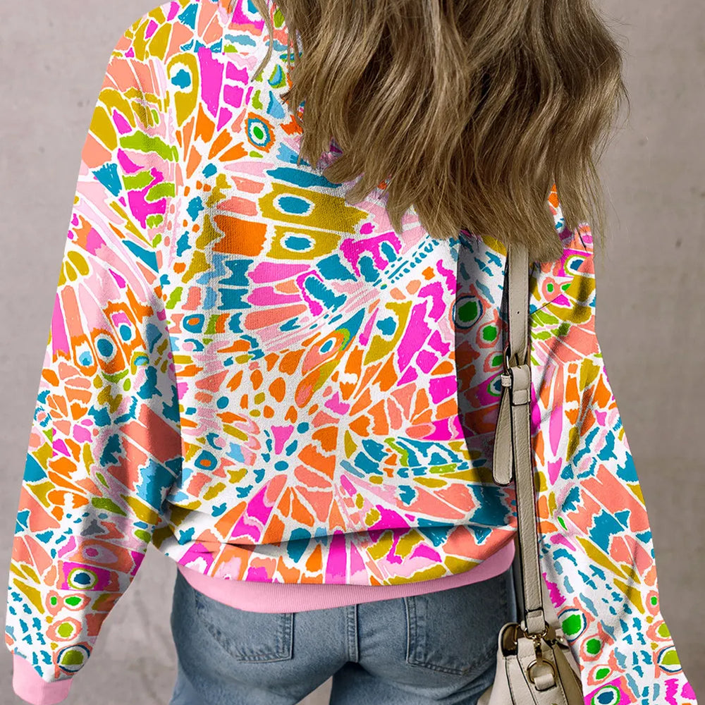 
                      
                        Printed Round Neck Long Sleeve Sweatshirt
                      
                    