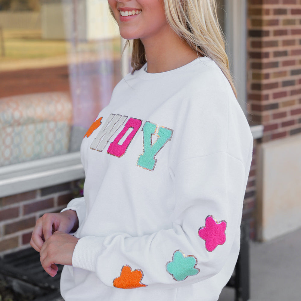 
                      
                        HOWDY Patch Graphic Round Neck Sweatshirt
                      
                    