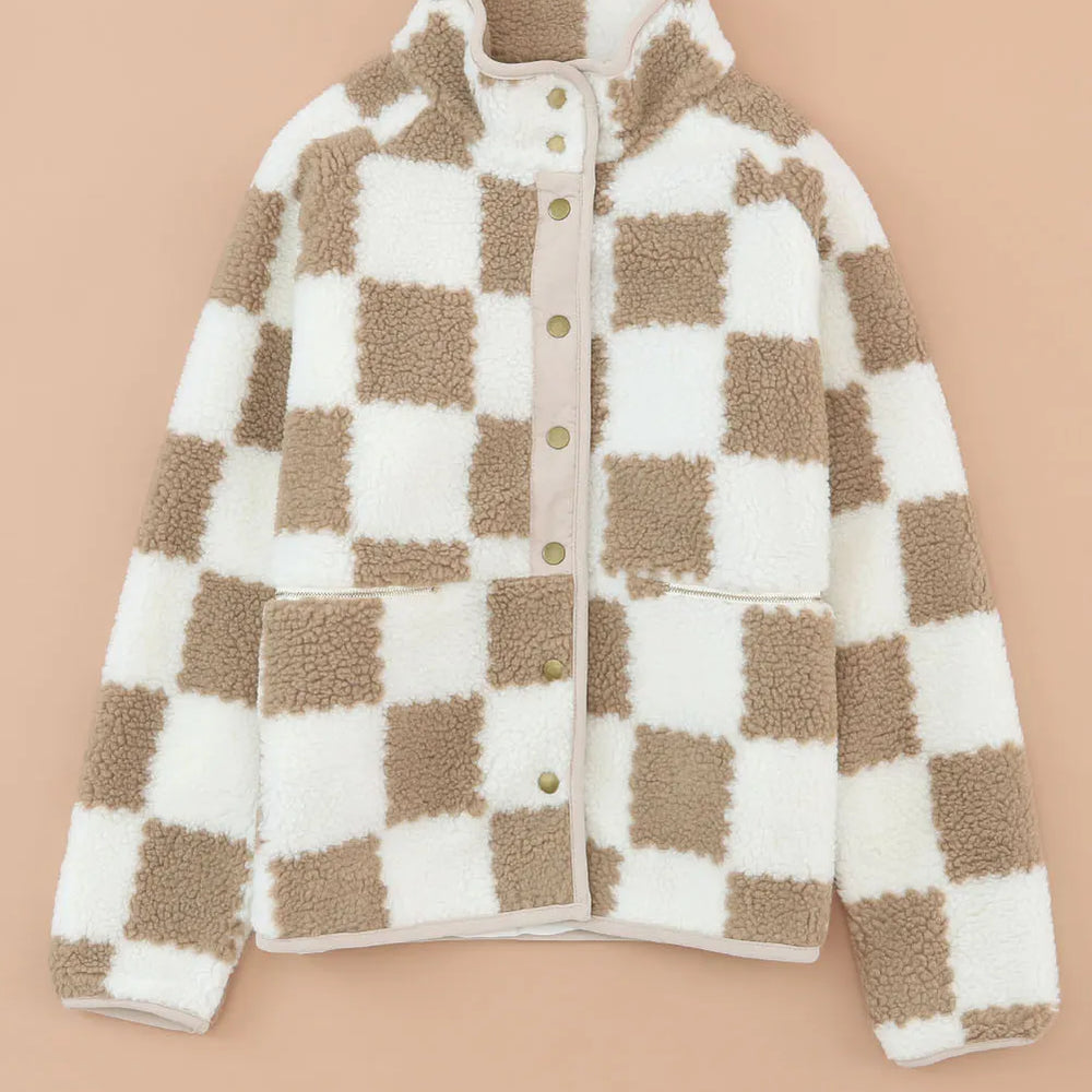 
                      
                        Checkered Snap Down Long Sleeve Jacket
                      
                    