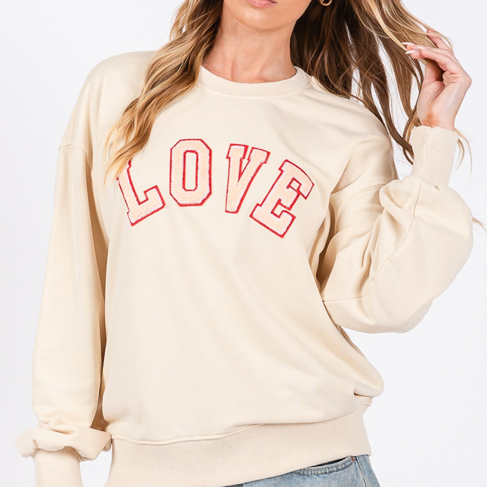 
                      
                        LOVE Path Applique Drop Shoulder Sweatshirt
                      
                    