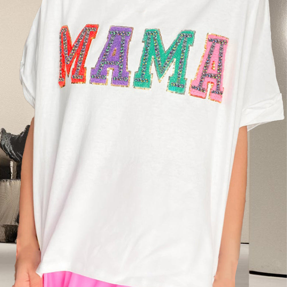 MAMA Round Neck Short Sleeve T-Shirt