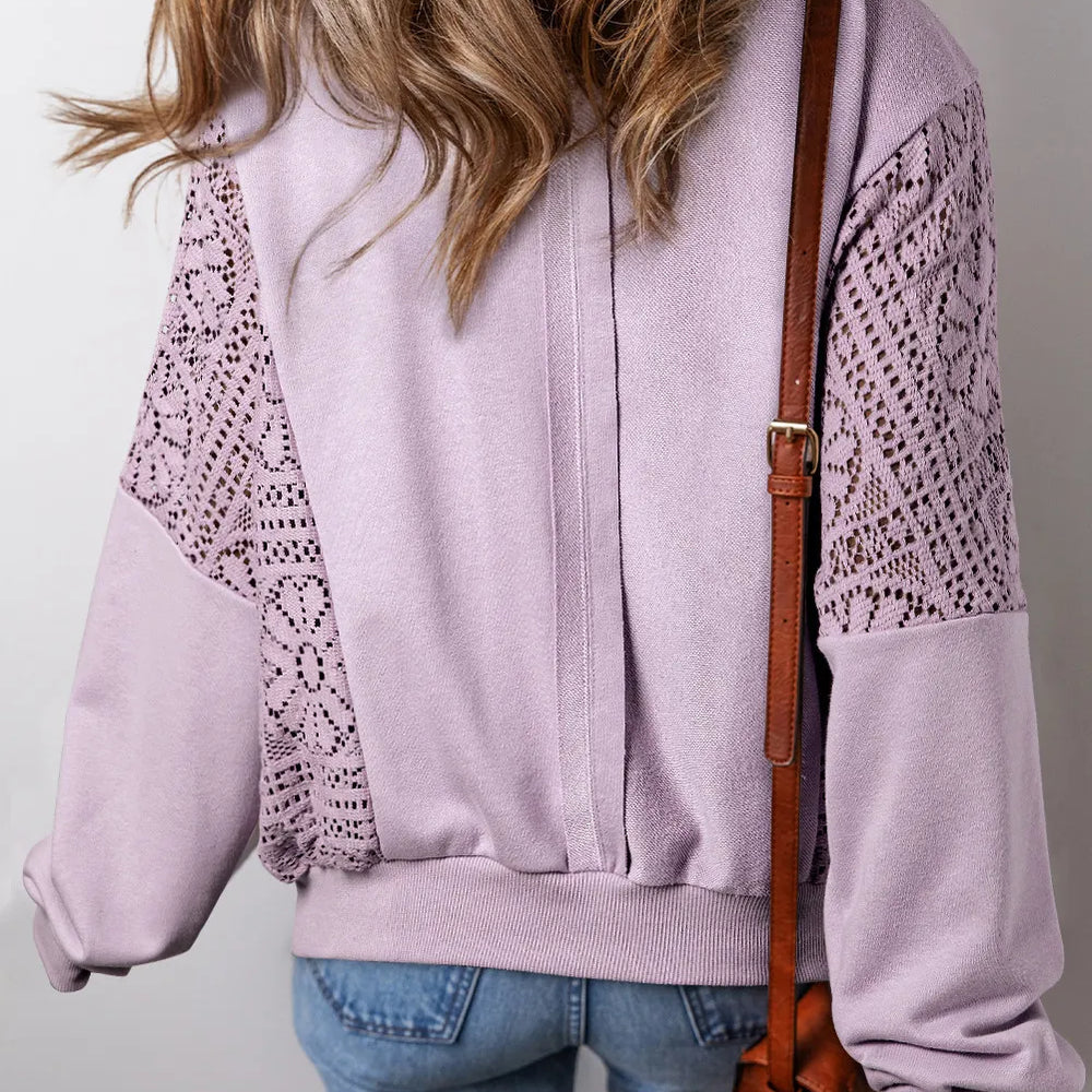 
                      
                        Openwork Round Neck Long Sleeve Sweatshirt
                      
                    