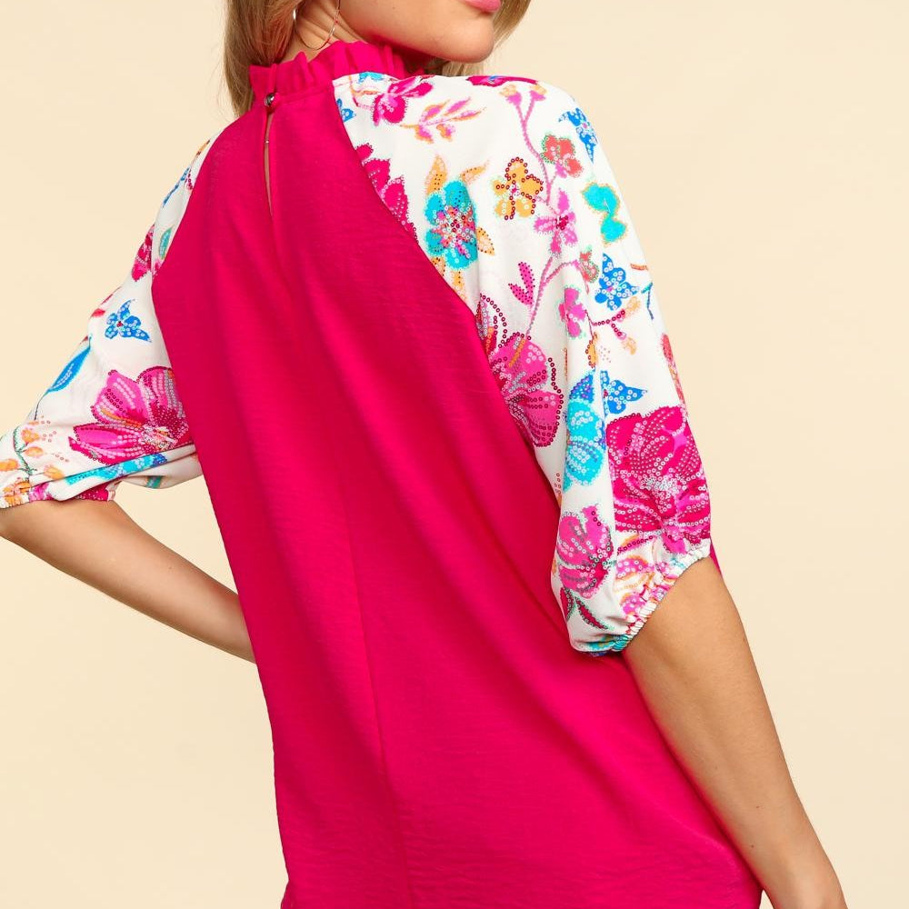 
                      
                        Frill Mock Neck Half Sleeve Blouse
                      
                    