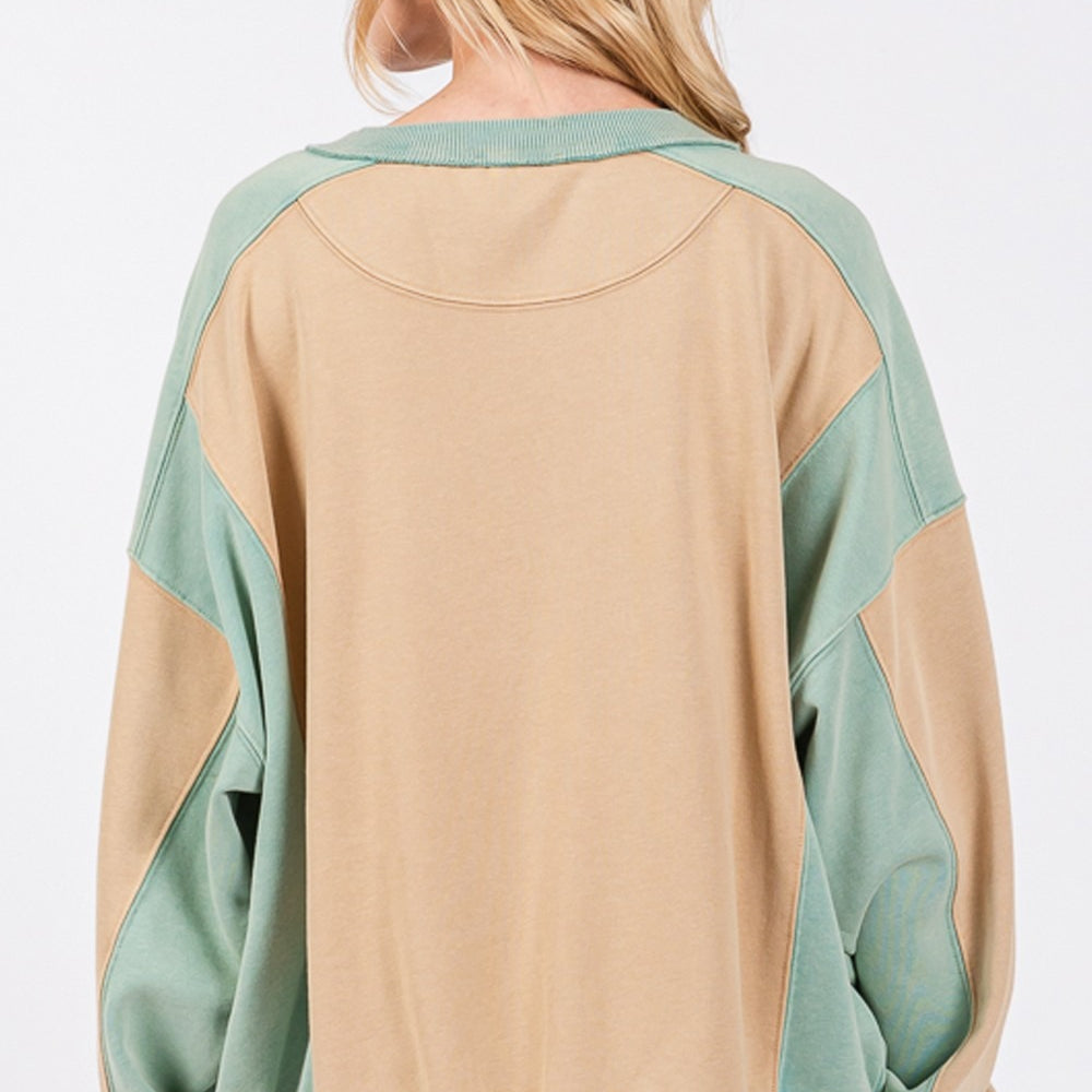 Color Block Round Neck Sweatshirt