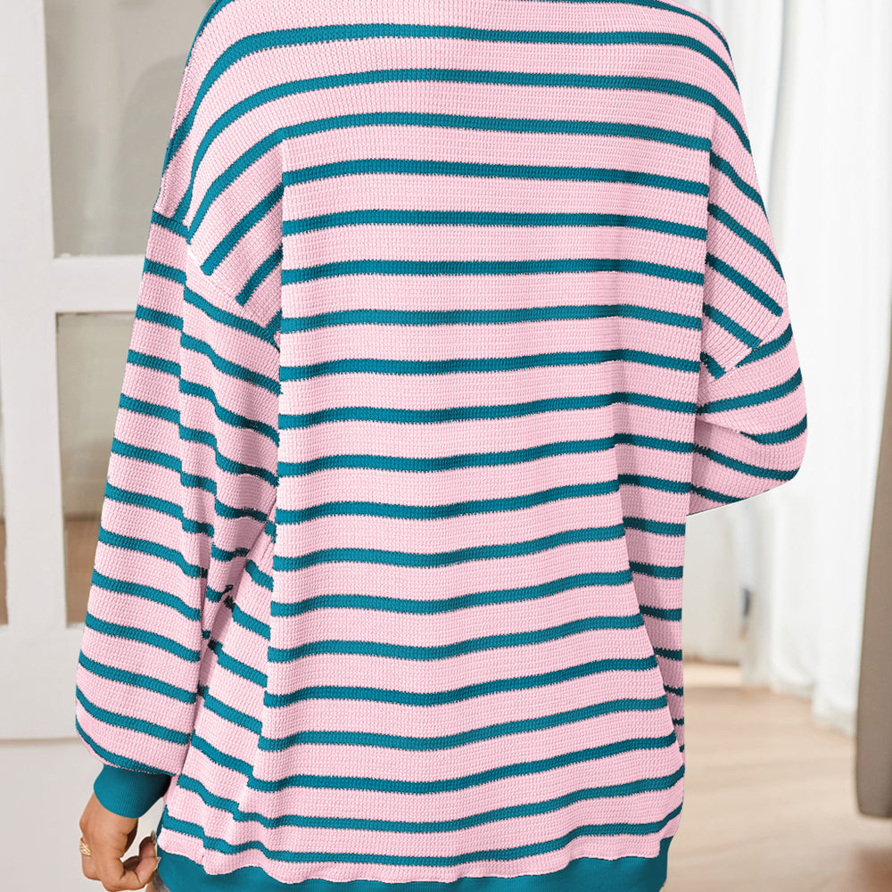 Striped Contrast Long Sleeve Sweatshirt