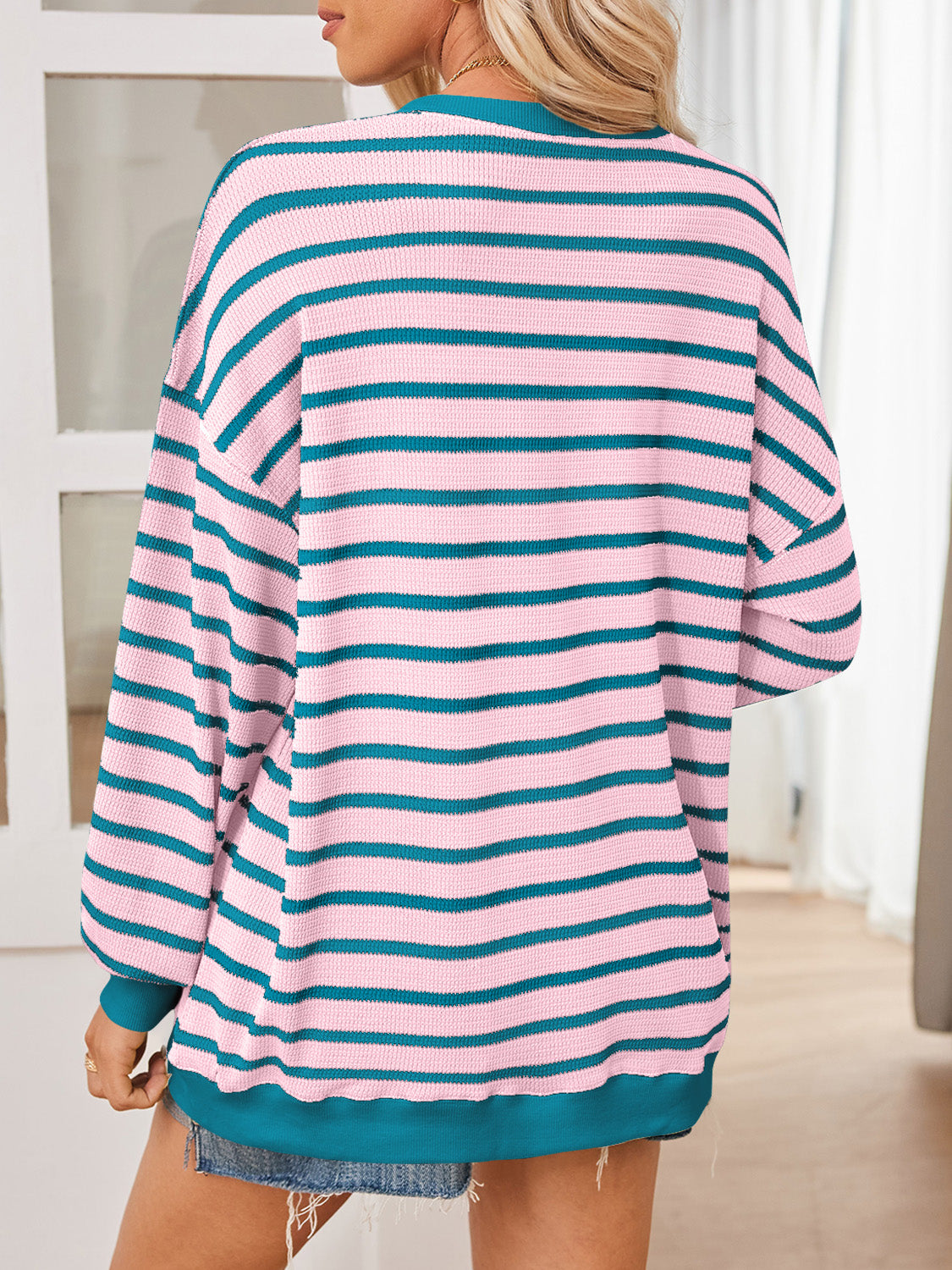 Striped Contrast Long Sleeve Sweatshirt