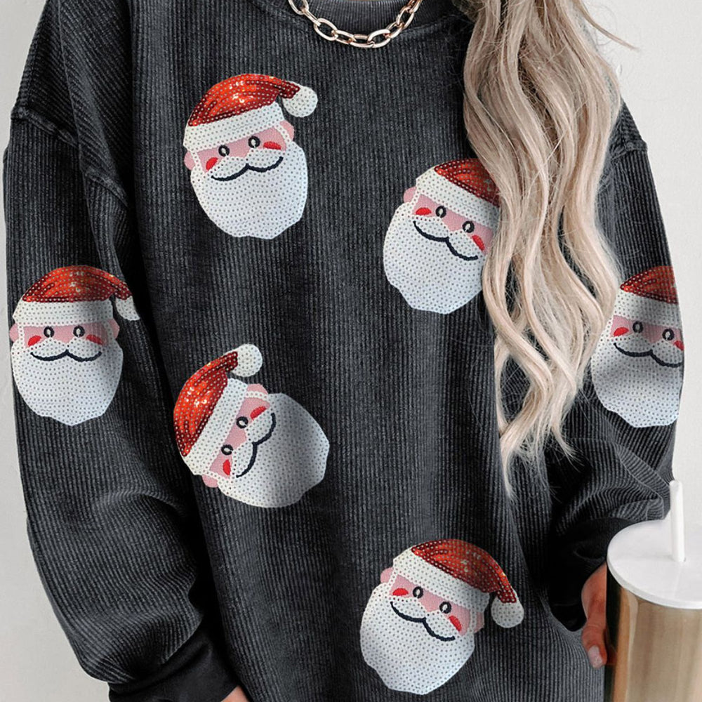 
                      
                        Sequin Santa Patch Ribbed Sweatshirt
                      
                    