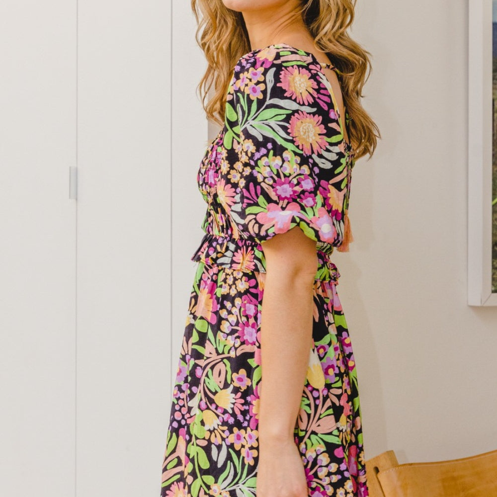 
                      
                        Floral Tie-Back Mini Dress
                      
                    