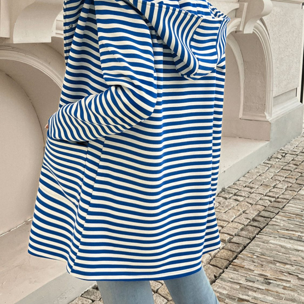 
                      
                        Striped Long Sleeve Hooded Outerwear
                      
                    