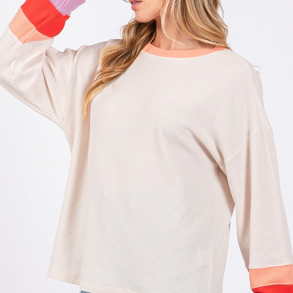 
                      
                        Color Block Waffle Knit T-Shirt
                      
                    