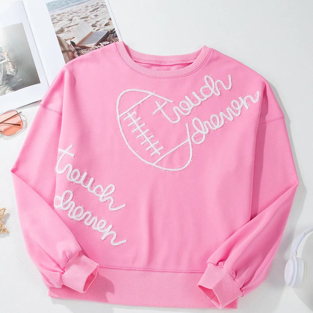 
                      
                        Football & Letter Round Neck Long Sleeve Sweatshirt
                      
                    