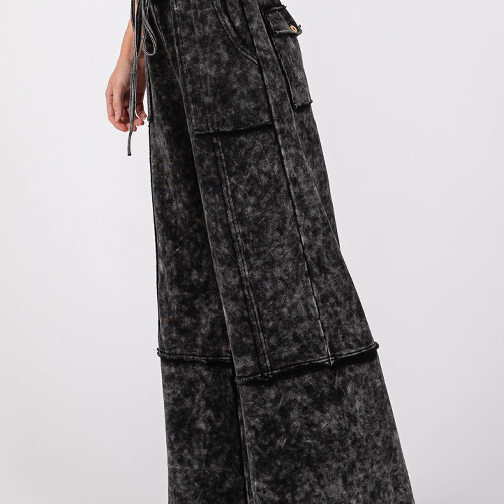 
                      
                        Mineral Washed Terry Wide Leg Pants
                      
                    