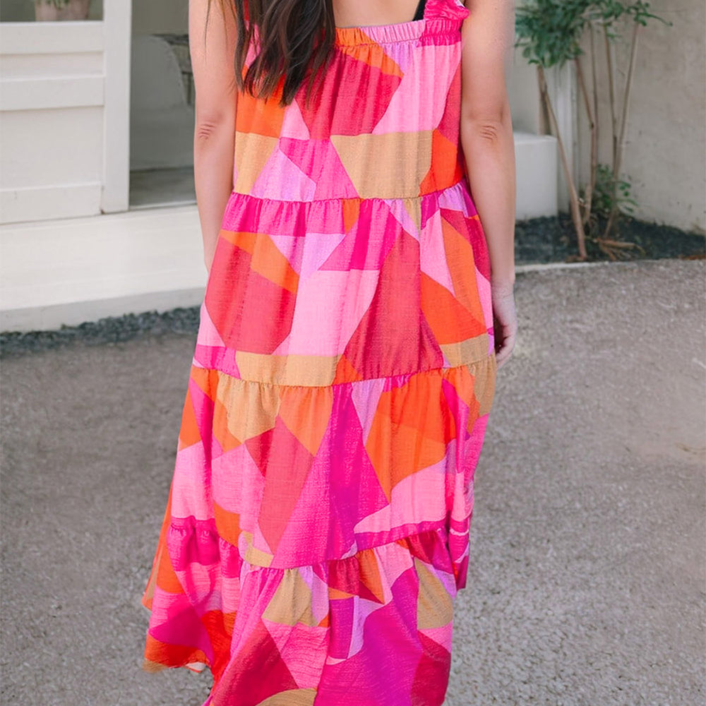 
                      
                        Ruffled Printed Sleeveless Midi Dress
                      
                    