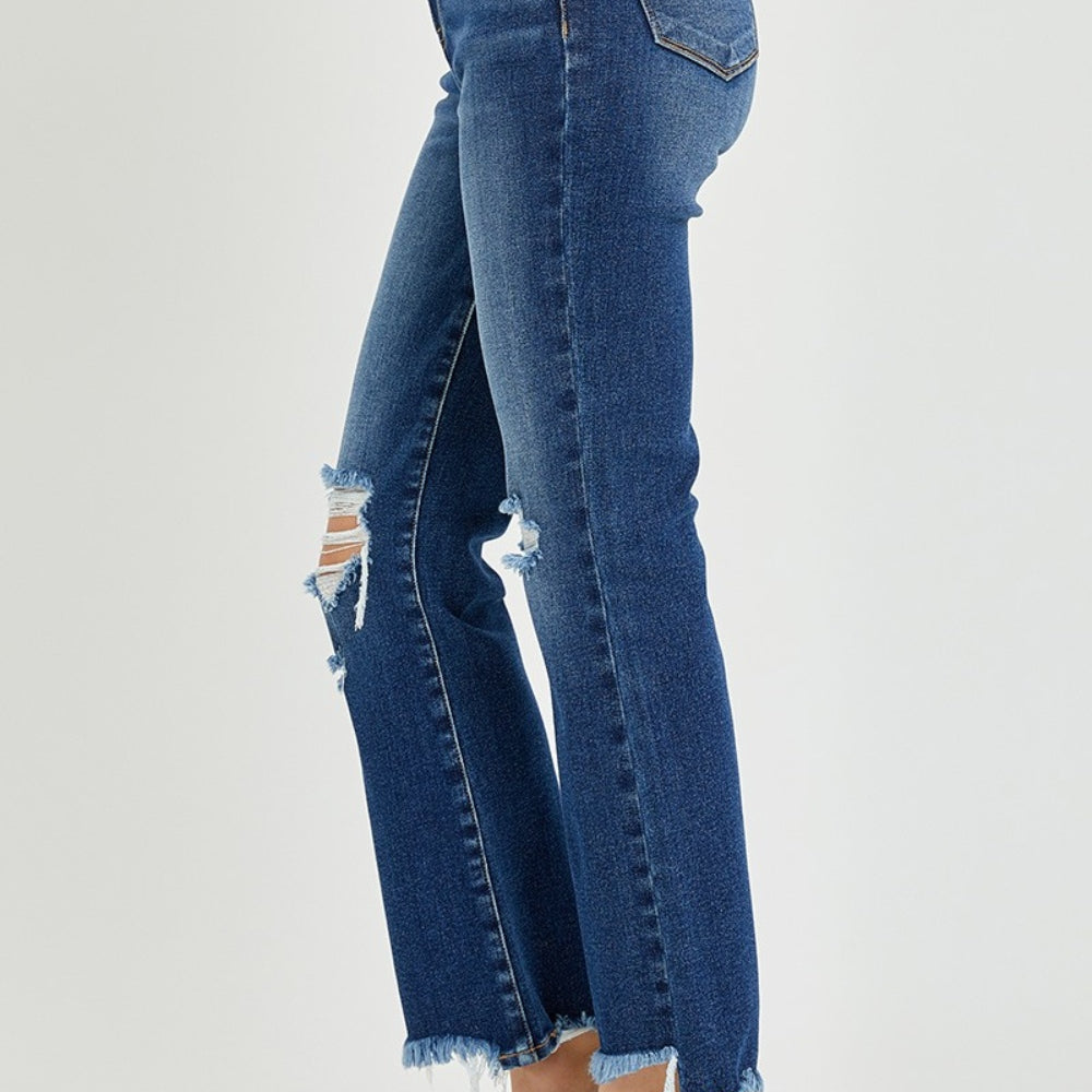 
                      
                        RISEN High Rise Distressed Crop Flare Jeans
                      
                    