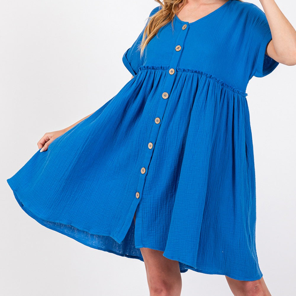 
                      
                        Button Up short Sleeve Dress
                      
                    